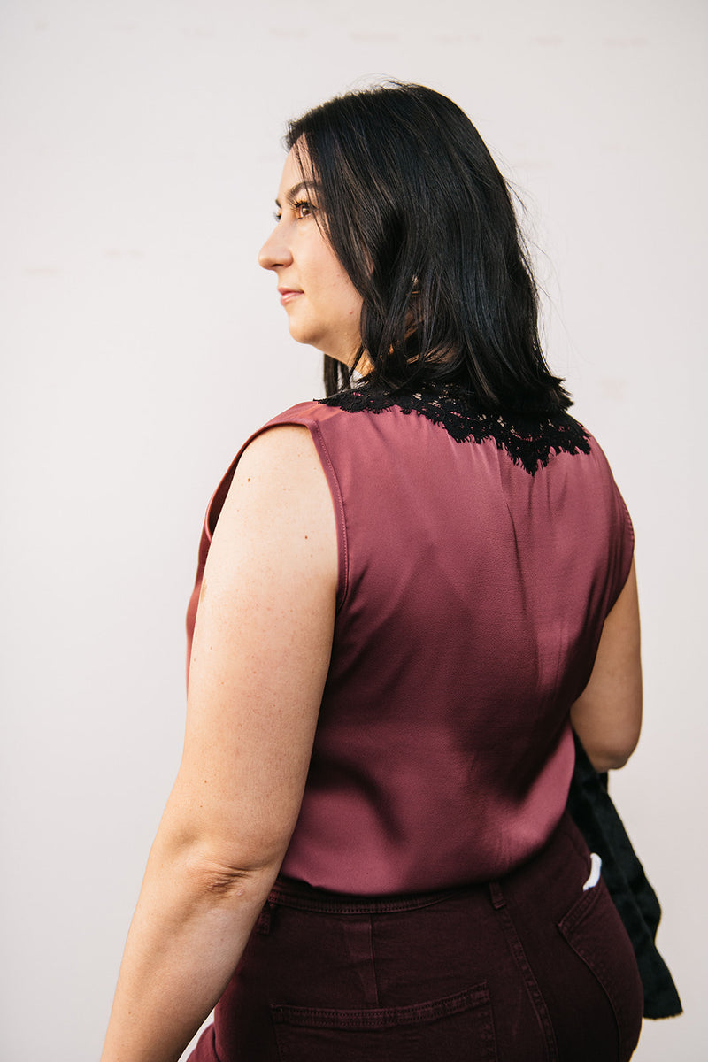 LACE DETAIL SATIN TOP
