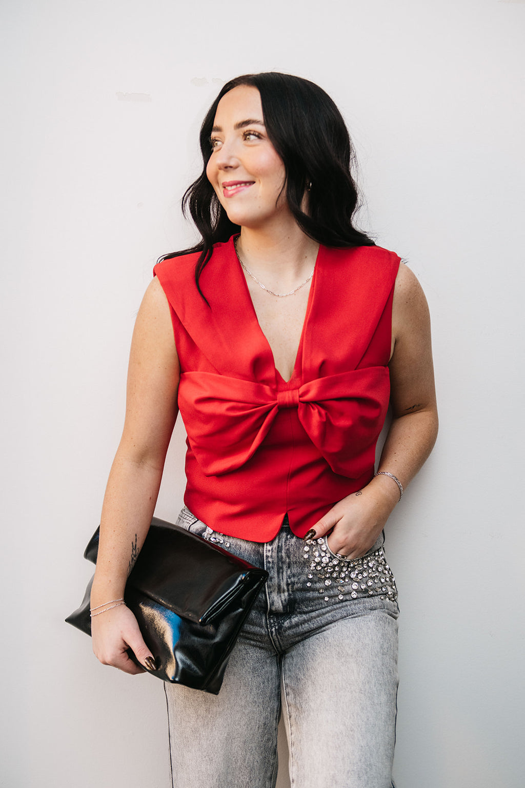 BOW FRONT SLEEVELESS TOP