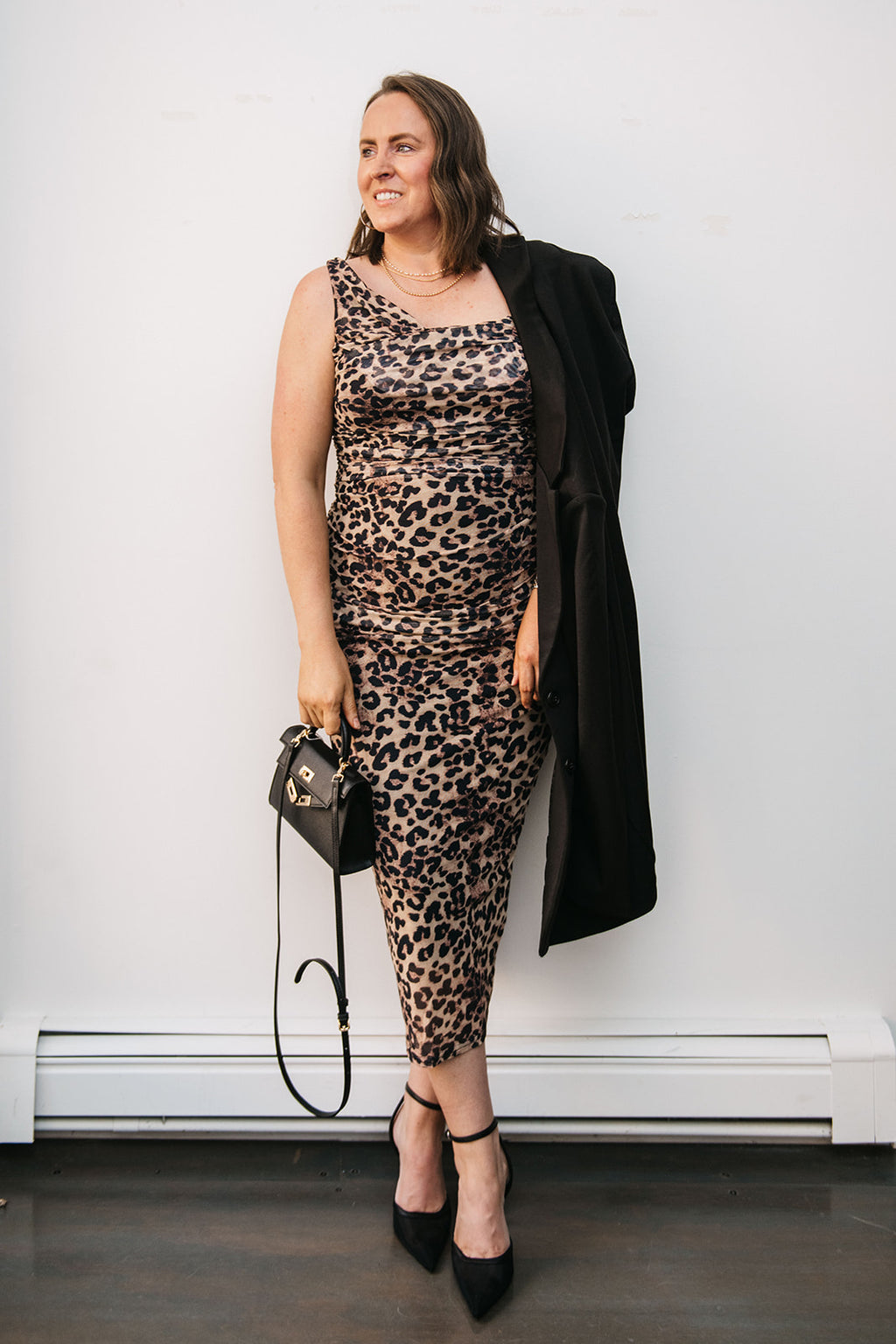 RUCHED LEOPARD DRESS