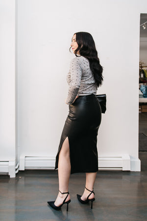 SIDE RUCHED MIDI SKIRT