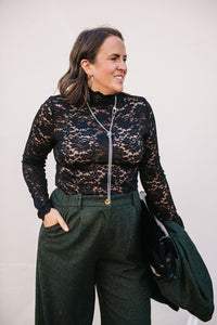 LACE MOCK NECK TOP