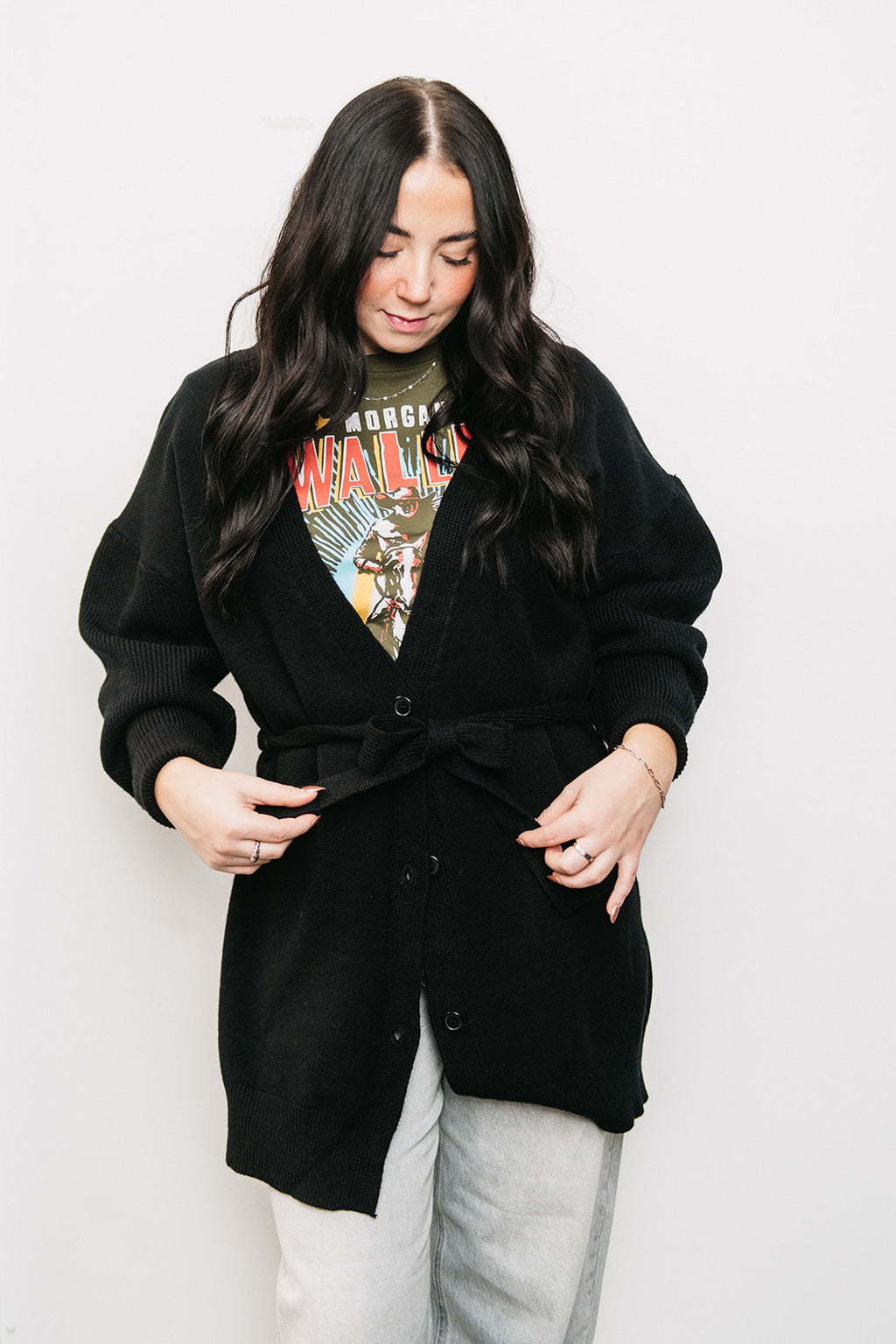 LONG TIED CARDIGAN
