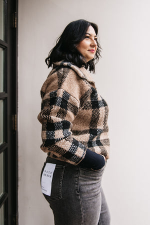 PLAID ZIP FRONT CARDIGAN