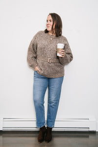 BELTED TUNIC SWEATER