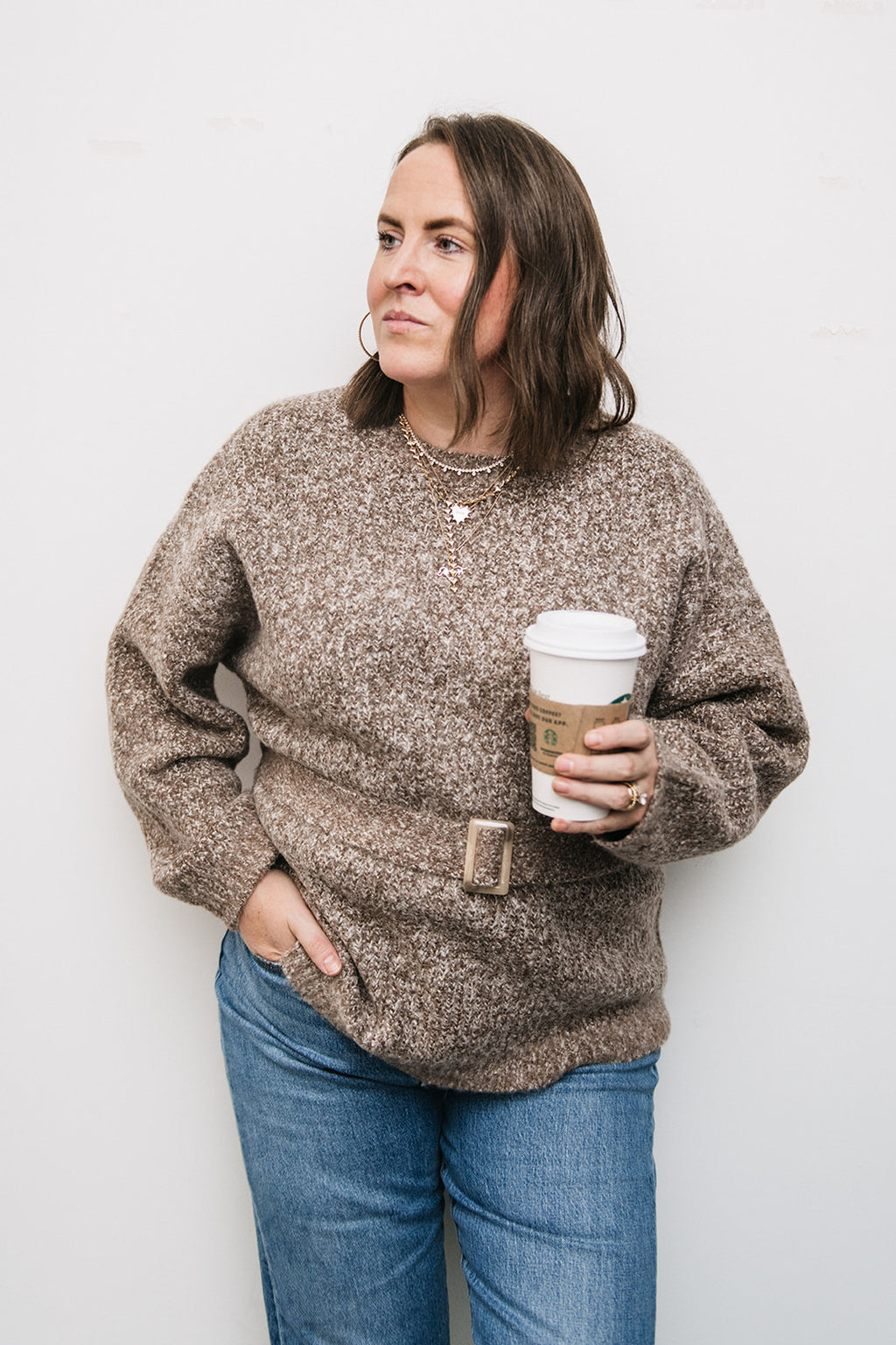 BELTED TUNIC SWEATER