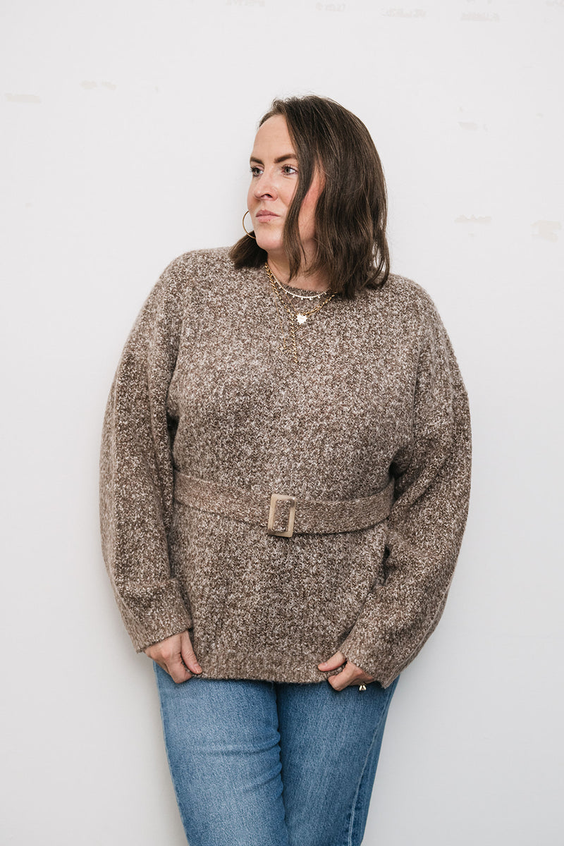 BELTED TUNIC SWEATER