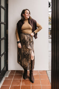 SNAKE PRINT MIDI SKIRT