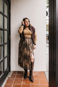 SNAKE PRINT MIDI SKIRT