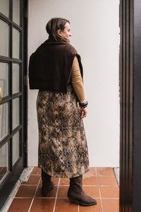 SNAKE PRINT MIDI SKIRT