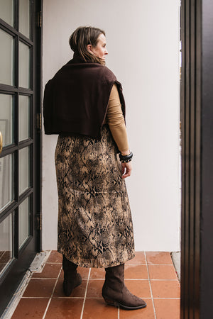 SNAKE PRINT MIDI SKIRT