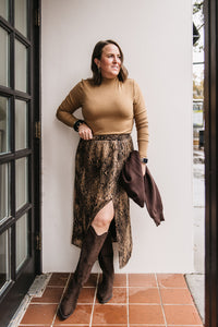 SNAKE PRINT MIDI SKIRT