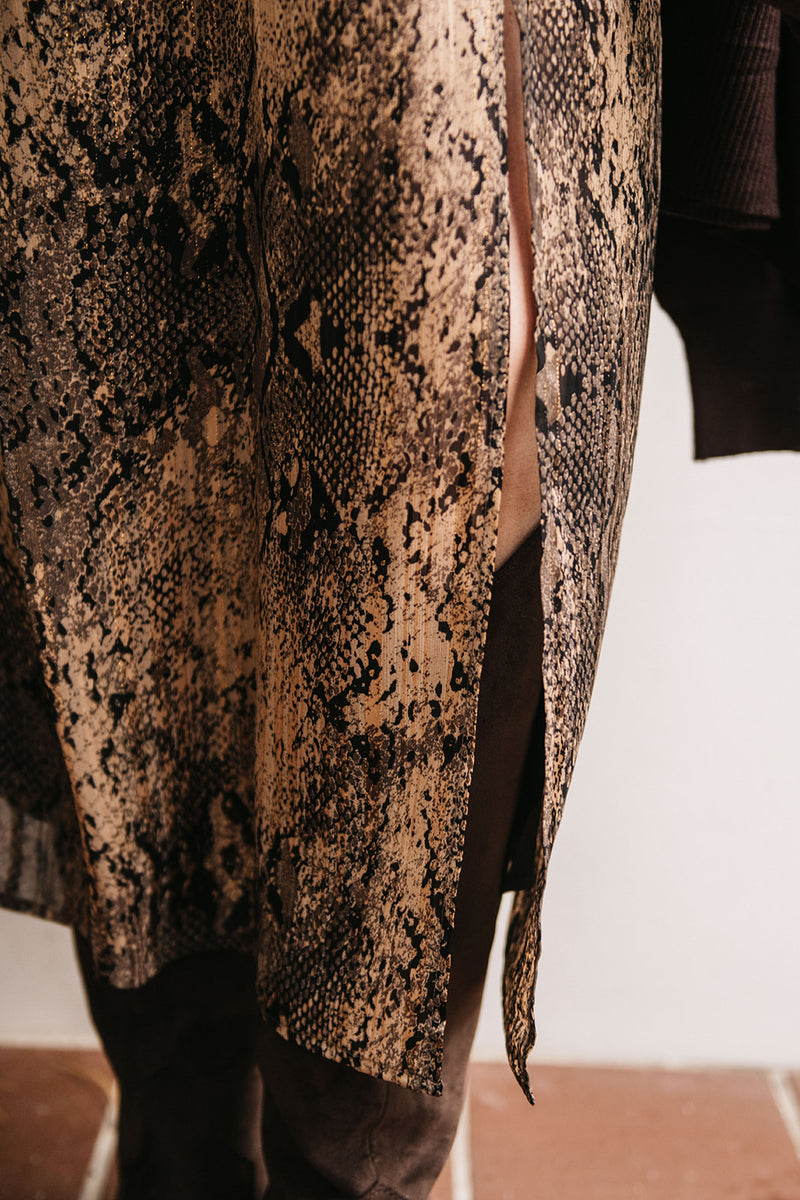 SNAKE PRINT MIDI SKIRT