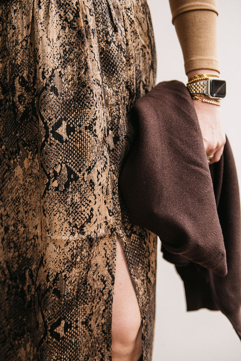 SNAKE PRINT MIDI SKIRT
