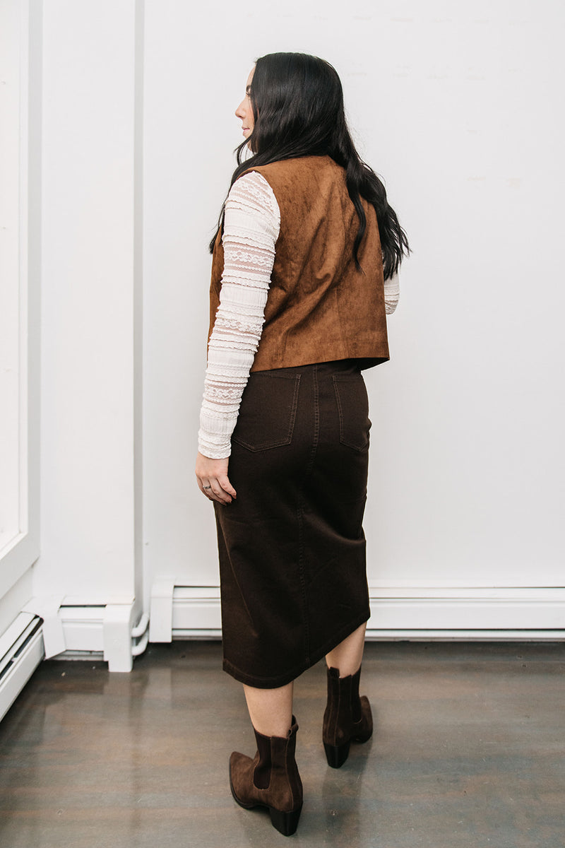 FRONT SLIT MIDI SKIRT