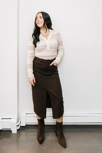 FRONT SLIT MIDI SKIRT