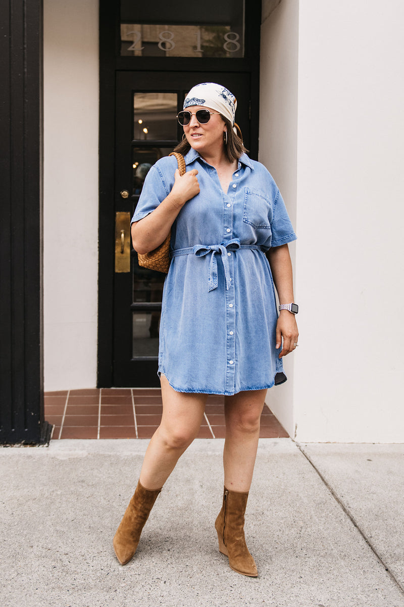 CHAMBRAY TIE DRESS