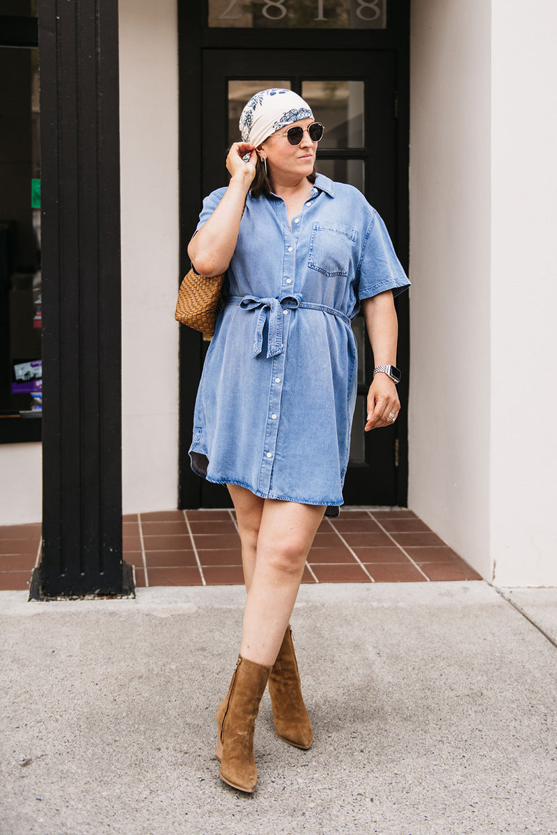 CHAMBRAY TIE DRESS