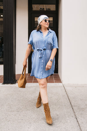 CHAMBRAY TIE DRESS