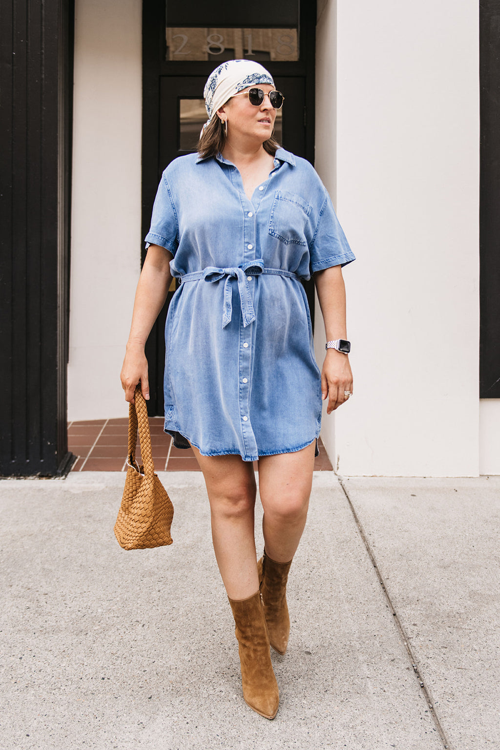 CHAMBRAY TIE DRESS