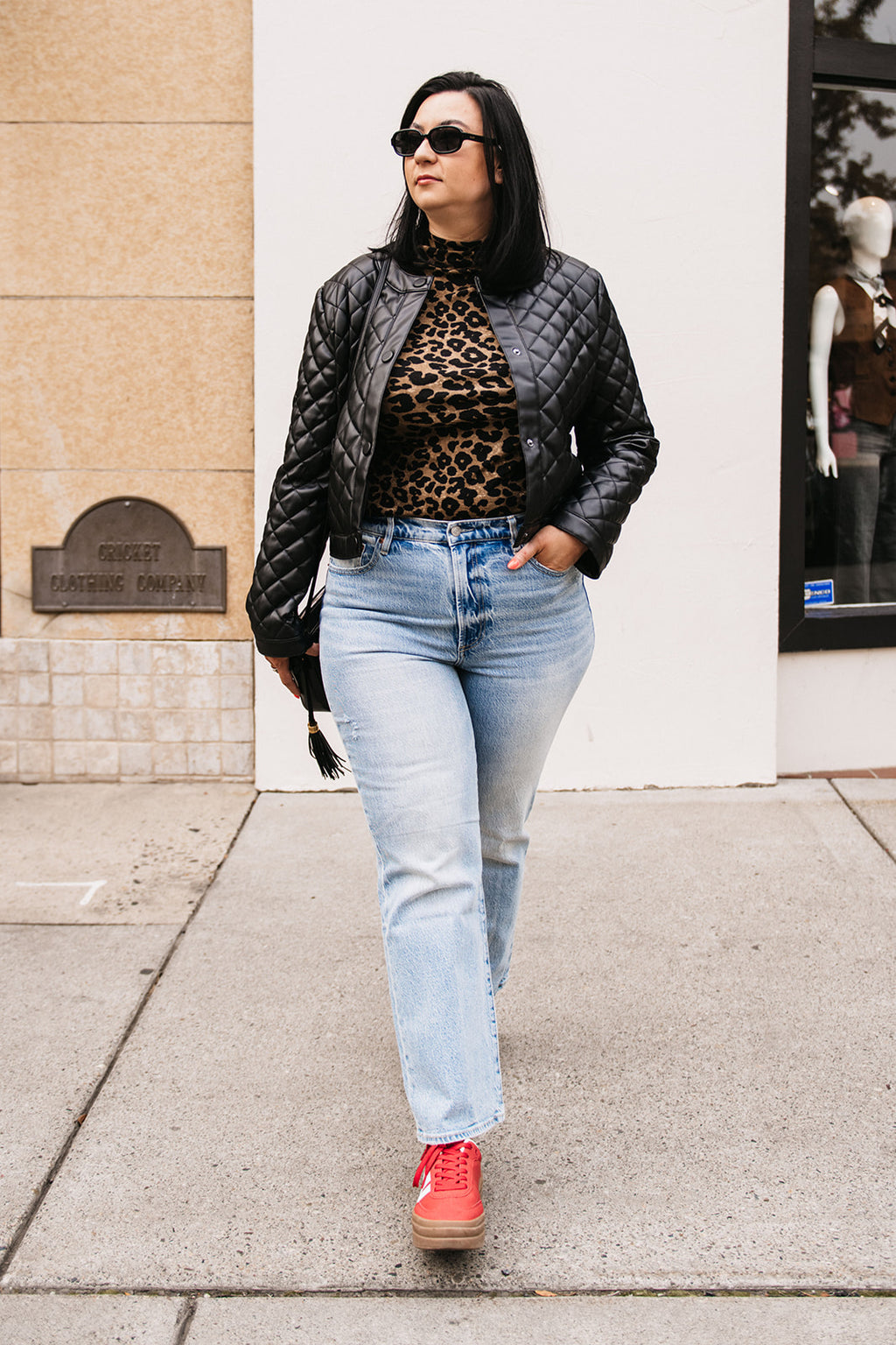 QUILTED FAUX LEATHER JACKET