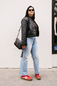 QUILTED FAUX LEATHER JACKET