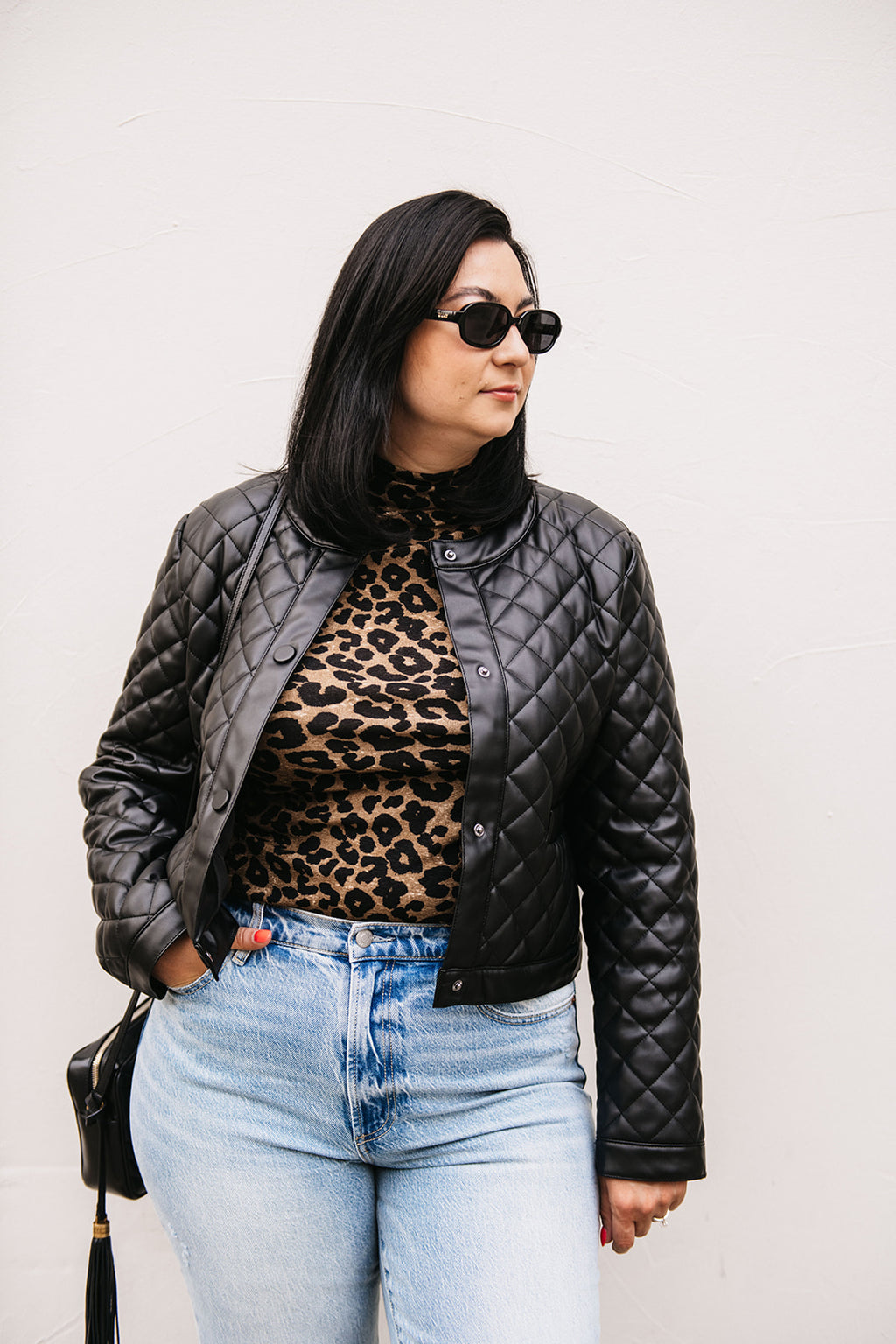 QUILTED FAUX LEATHER JACKET