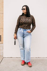 LEOPARD MOCK NECK TOP