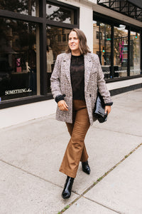 TWEED BUTTON FRONT BLAZER