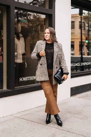 TWEED BUTTON FRONT BLAZER