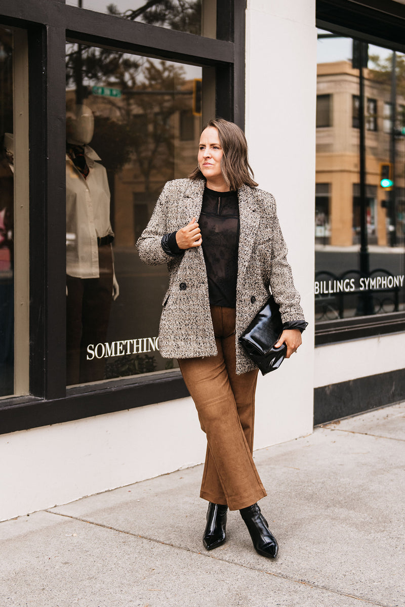 TWEED BUTTON FRONT BLAZER