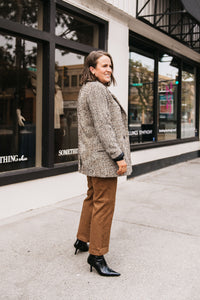 TWEED BUTTON FRONT BLAZER