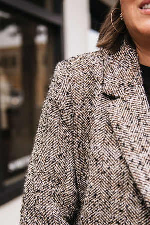 TWEED BUTTON FRONT BLAZER