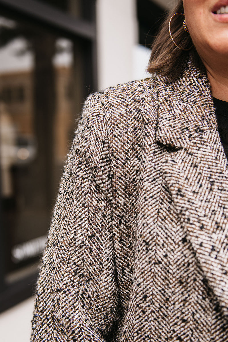 TWEED BUTTON FRONT BLAZER