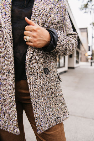 TWEED BUTTON FRONT BLAZER