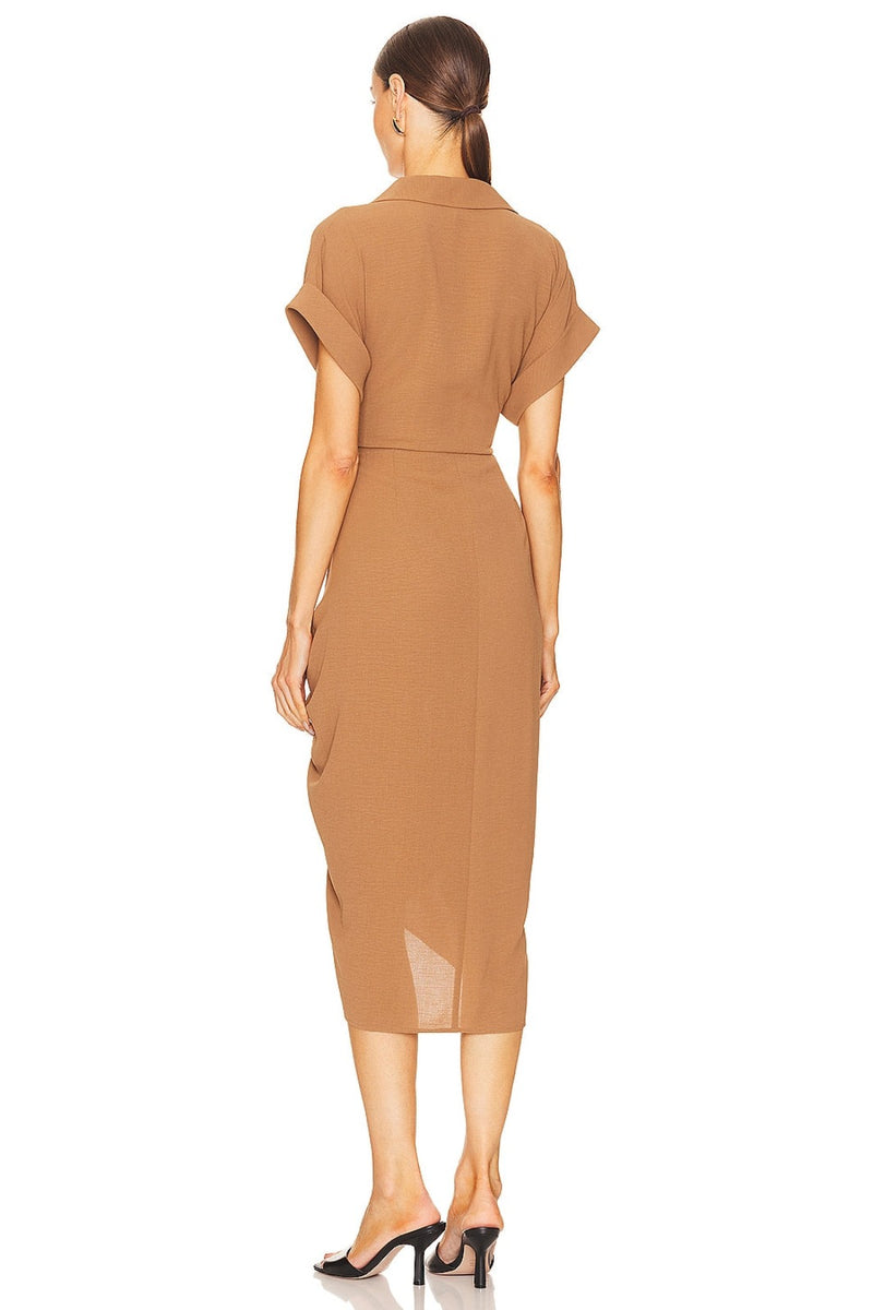 TIE WAIST MIDI DRESS