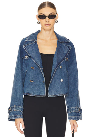 CROPPED DENIM TRENCH COAT