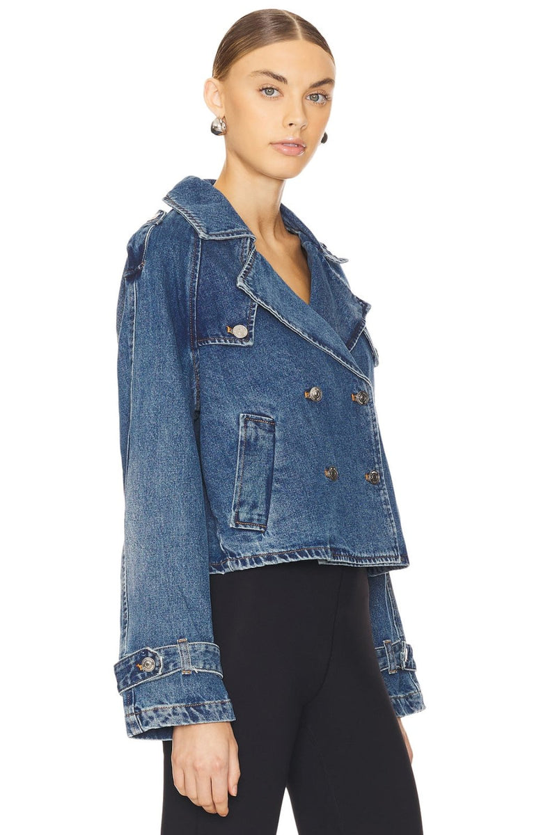 CROPPED DENIM TRENCH COAT