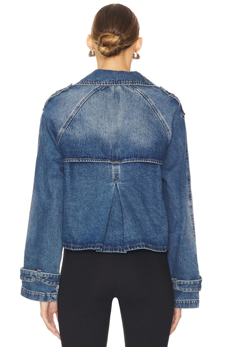 CROPPED DENIM TRENCH COAT