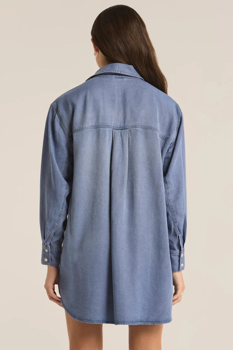 CHAMBRAY SHIRT DRESS