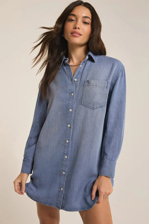 CHAMBRAY SHIRT DRESS