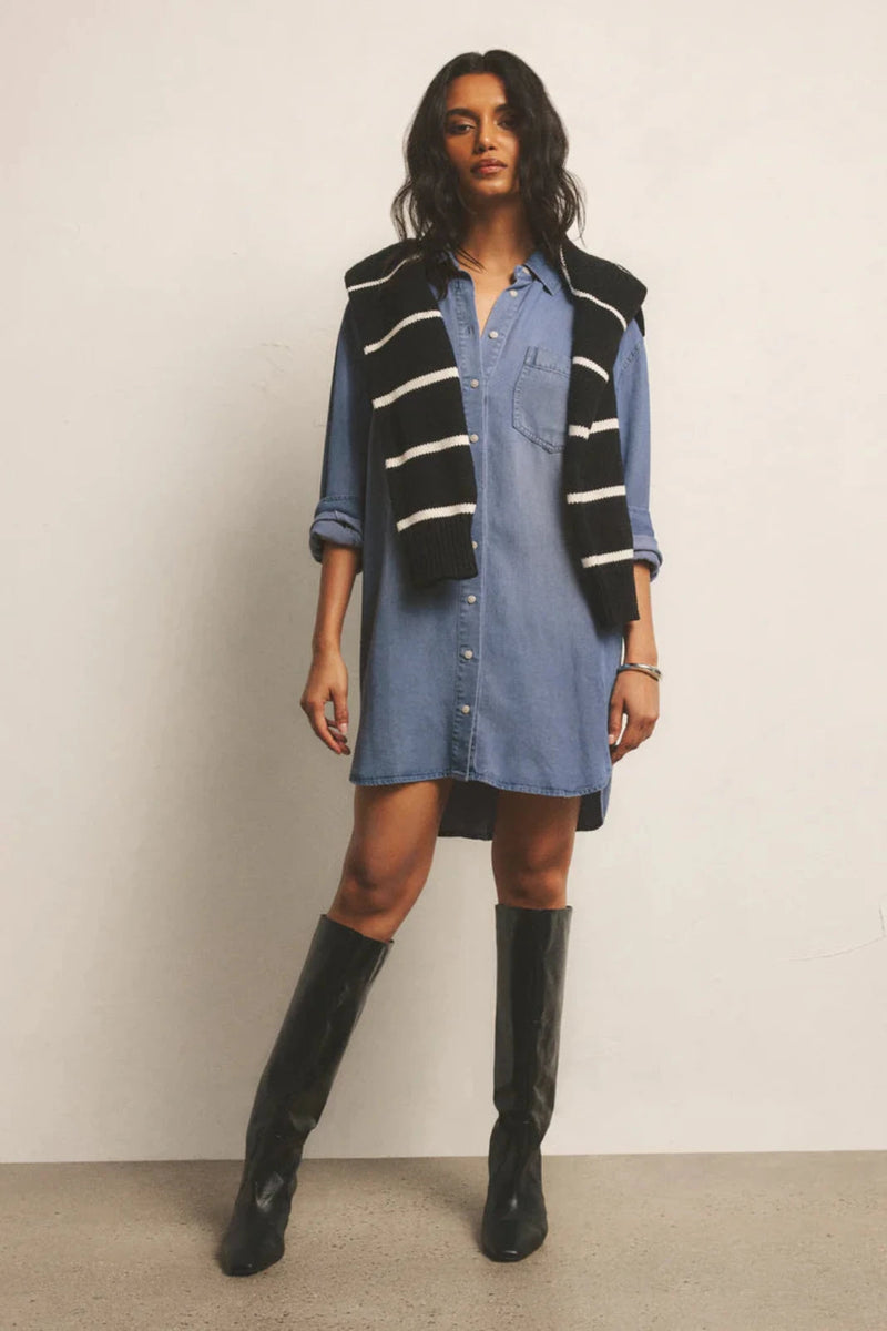 CHAMBRAY SHIRT DRESS