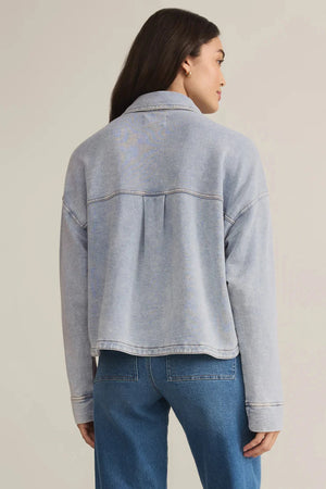 CROPPED KNIT DENIM JACKET