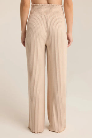 SMOCKED RIB PANT