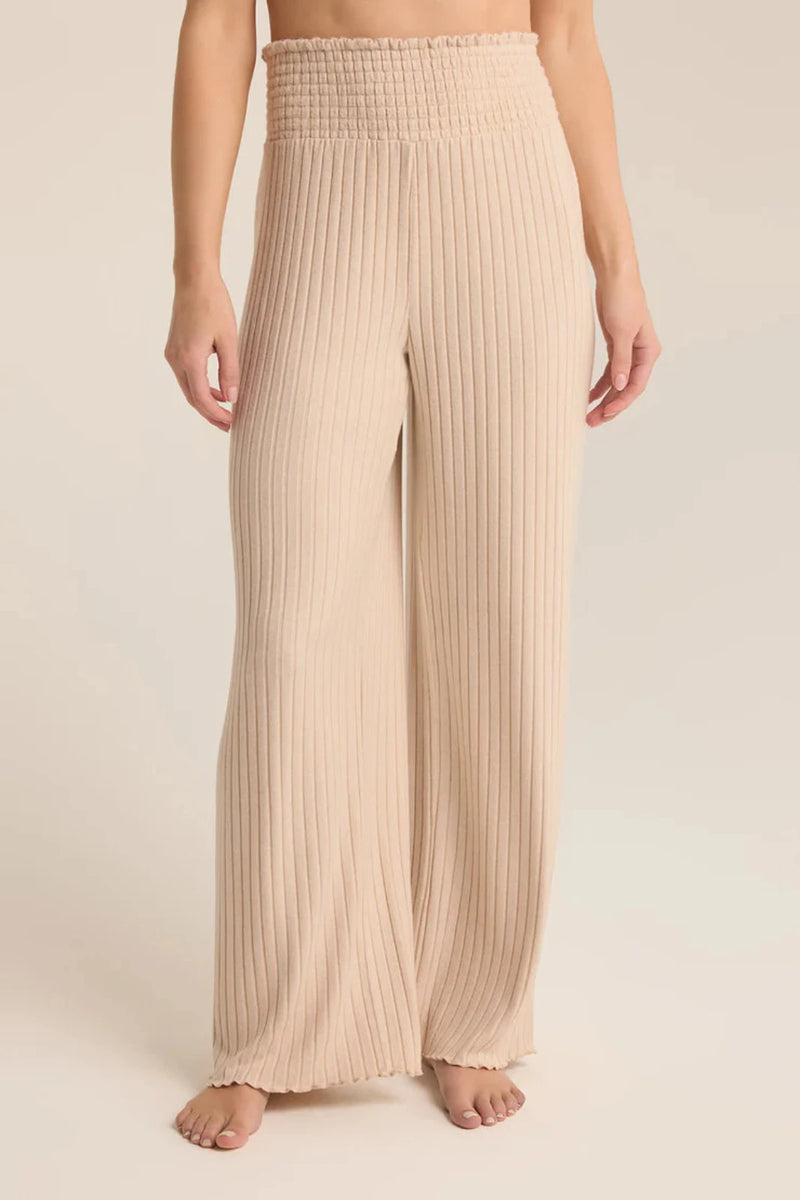 SMOCKED RIB PANT