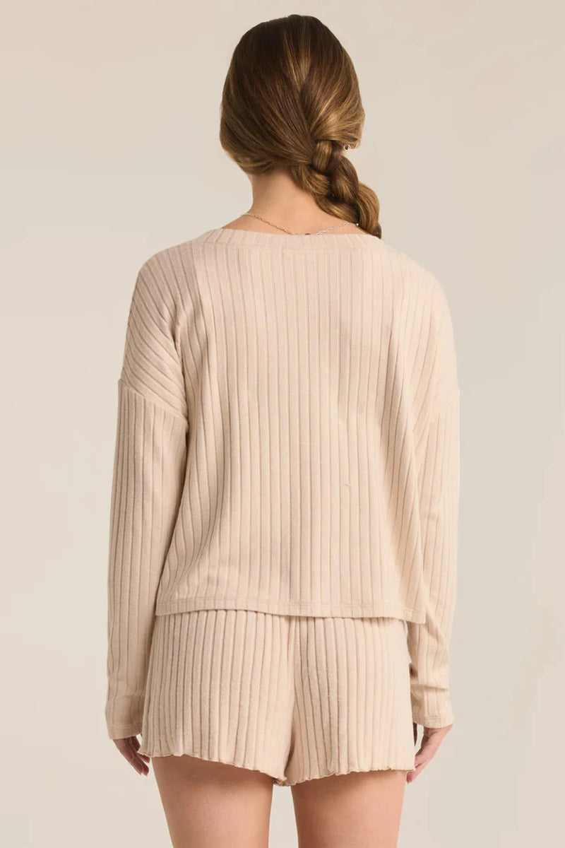 RIBBED LONG SLEEVE TOP