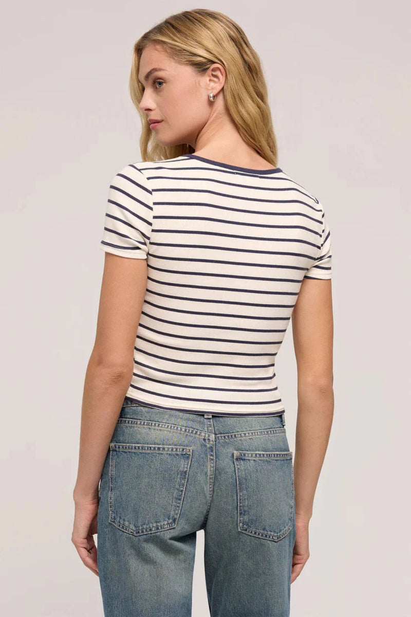 STRIPED RIBBED TEE