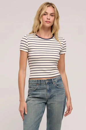 STRIPED RIBBED TEE