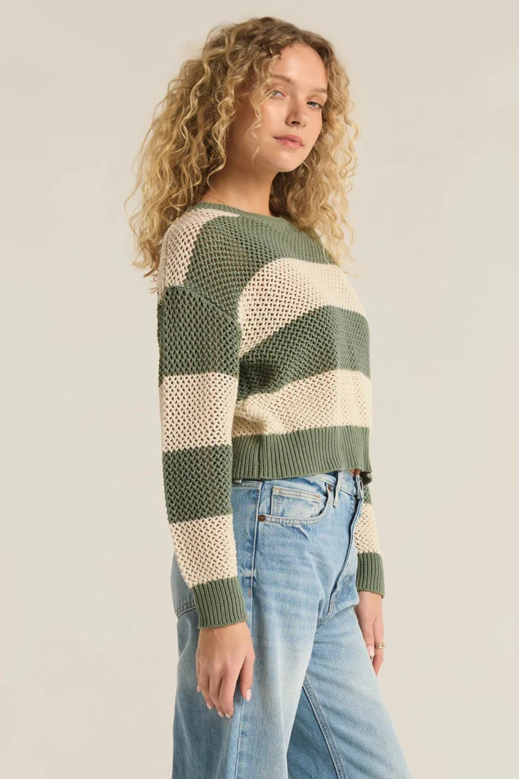 CROPPED STRIPE SWEATER