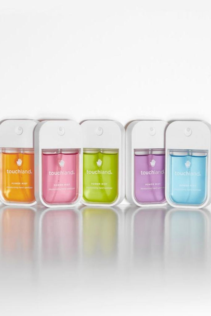 a collection of touchland hand sanitizers