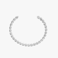 Silver bracelet on a white background.